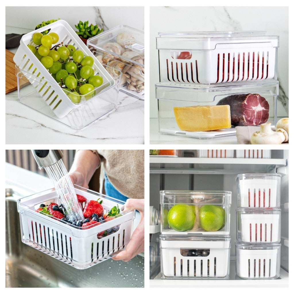 2 Caixas de Armazenamento para frutas, legumes e alimentos frescos