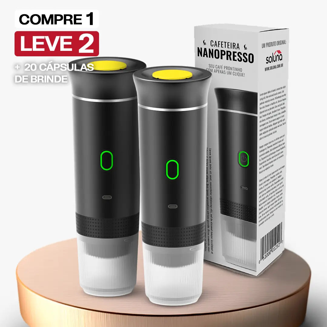 [COMPRE 1 LEVE 2] Cafeteira Nanopresso Portátil 3 em 1 Sem Fio + BRINDE: 20 Cápsulas Premium