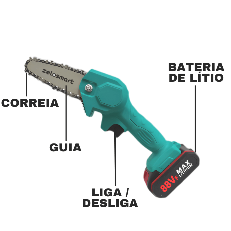 Motosserra Portátil Zmart + 1 Bateria Externa Brinde