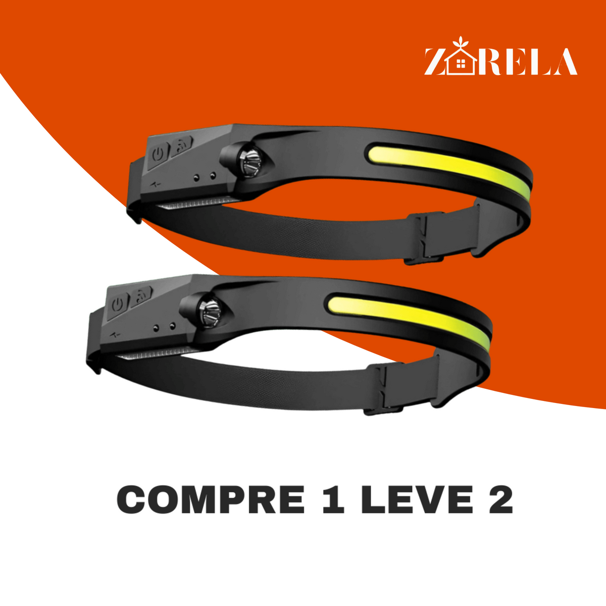 Lanterna de Cabeça Impermeável - Compre 1 Leve 2