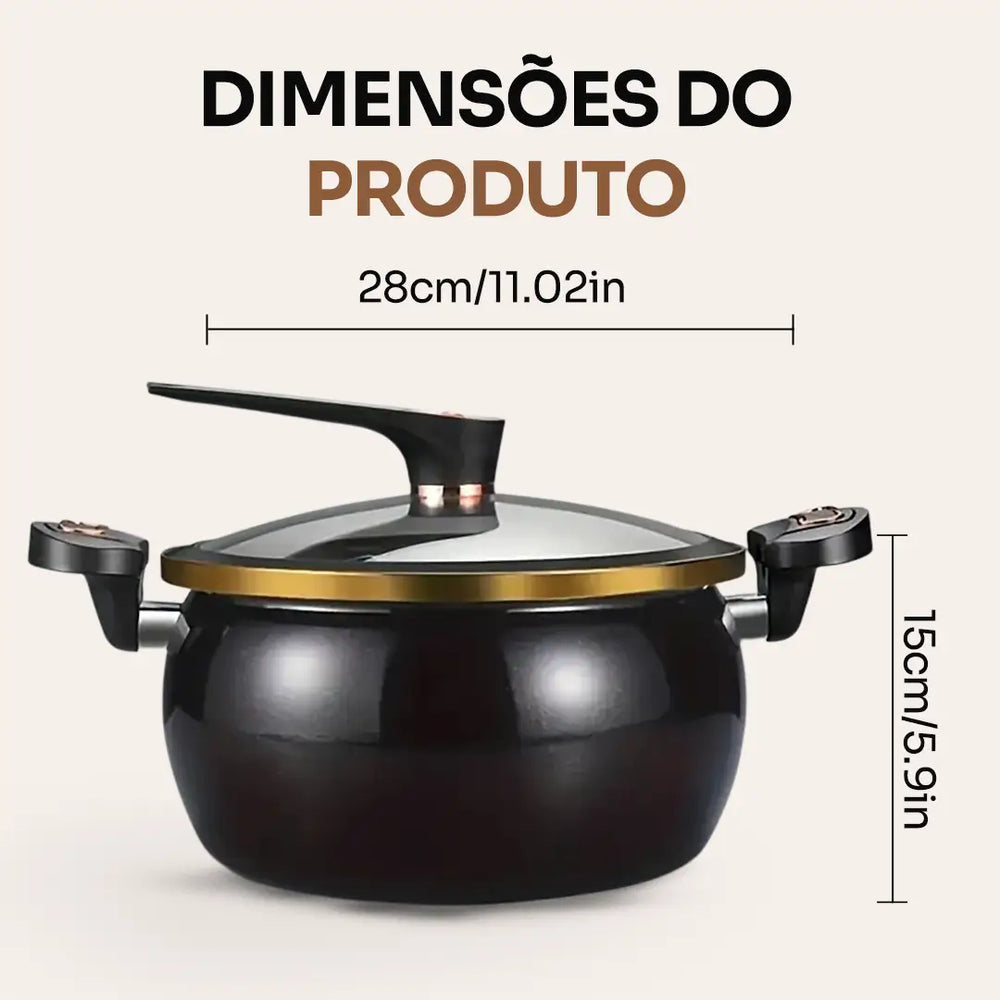 Panela de Micropressão Premium Zarela® – Prática, Antiaderente e Antiexplosiva