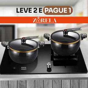 Panela de Micropressão Premium Zarela® – Prática, Antiaderente e Antiexplosiva
